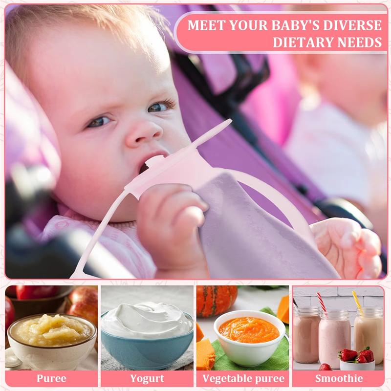 Practical-2Pcs Silicone Children Food Supplement Pouches - Leak-Proof, Squeeze & Suckable Milk/Juice Storage Bags