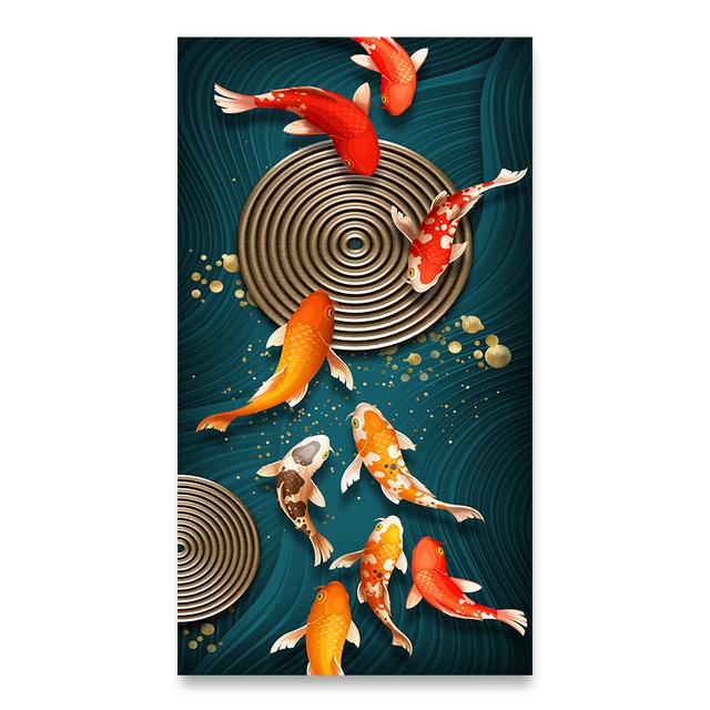 Китайский стиль золотой кои холст картина настенное искусство фэн-шуй рыба печать плакатов карп лотос пруд картина комната Hoom Декор Куадрос без рамки