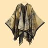 Shawl Imitation Cashmere Knitted Scarf Split Fork Oil Painting Cape Cloak Outside