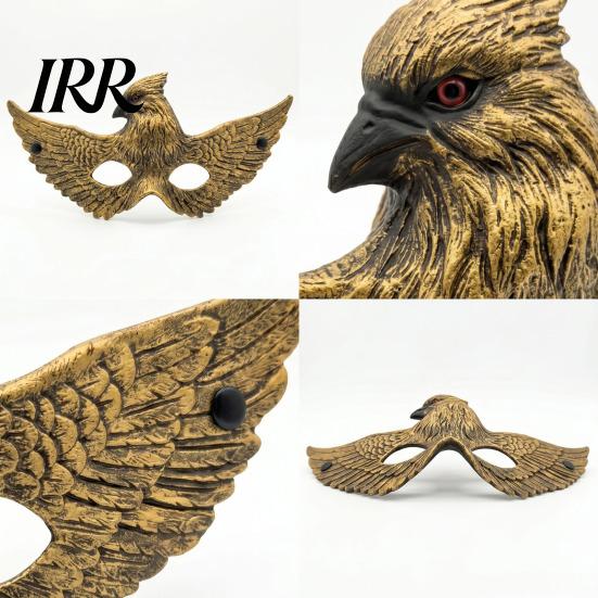 Vintage Style Masquerade Accessory Cosplay Eagle Masque, Realistic Bird Half Face Distressed Gold Mask Masque for Halloween, Carnival Party