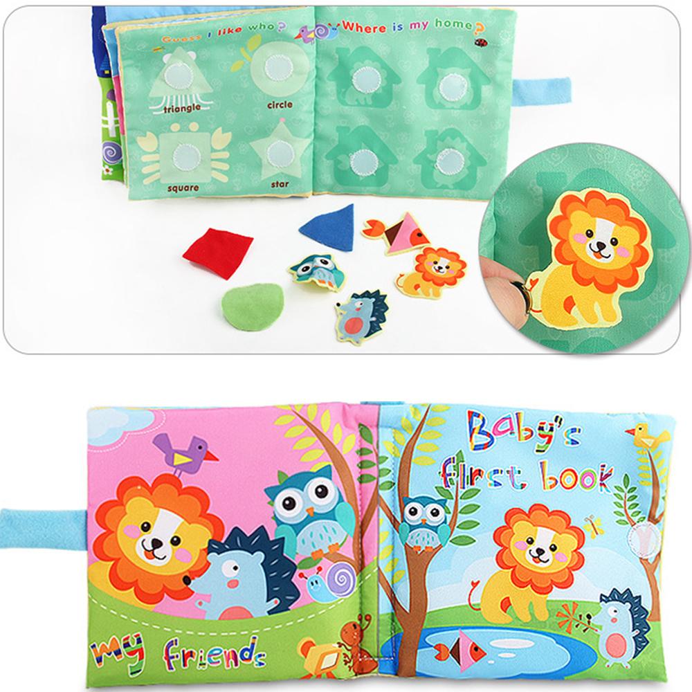 Книга из мягкой ткани с наклейками для новорожденного, чтобы выучить азбуку, цвета, цифры животных, изучение слов, геометрические фигуры Монтессори, папка для занятий