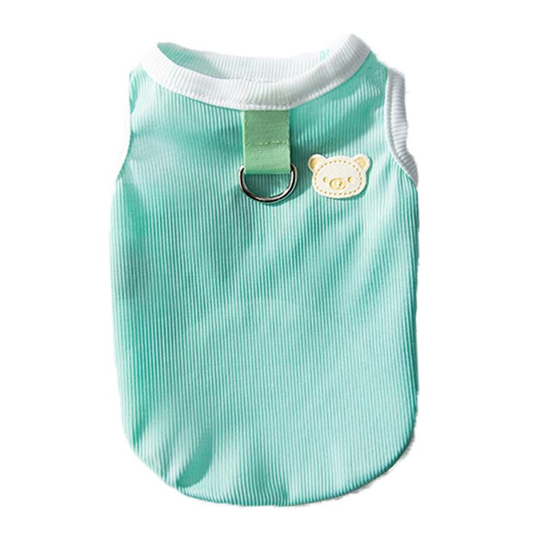 Весенне-летняя корейская версия простого зеленого кожаного лейбла с милым медведем, наклейка на жилет для маленьких собак, кошек, домашних животных