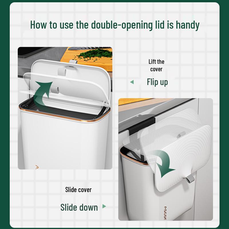 Large Capacity Wall-Mounted Trash Can with Lid for Bathroom, Kitchen, Bedroom, and Living Room