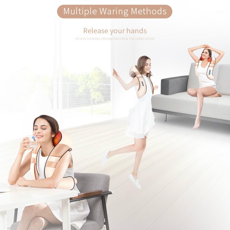 U-образный электрический массажер шиацу для тела, плеч, шеи, спины, инфракрасный 4D разминающий массажер