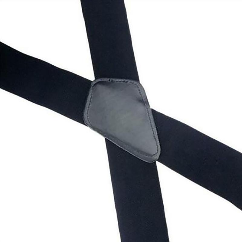 Gentle Men Black Elastic Suspenders Leather Braces X-Back Adjustable Clip-on