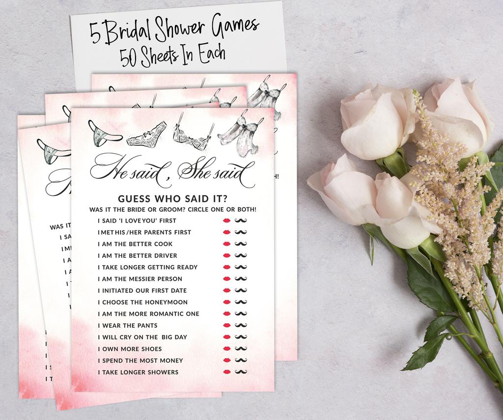 Набор игр Inkdotpot Bridal Shower из 5 штук (Мероприятия для 50 гостей) Тематический комплект игр для девичника в нижнем белье