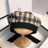 New Autumn Winter Plaid Beret Hats For Women French Berets Fashion Female Houndstooth Berets Berets With Adjustable Rope