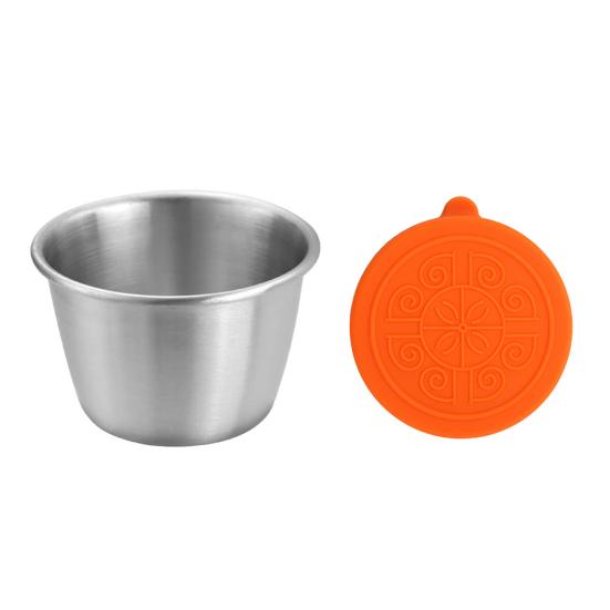 1/6Pcs Dipping Cup Stainless Steel Sauce Cup with Leakproof Lid 70ml Reusable Condiment Container