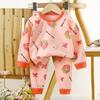 2Pcs/Set Kids Boys Girls Set Pure Cotton Warm Pajamas Cartoon Long Sleeve T-Shirt + Pants Toddler Baby Autumn Underwear Clothing Sets