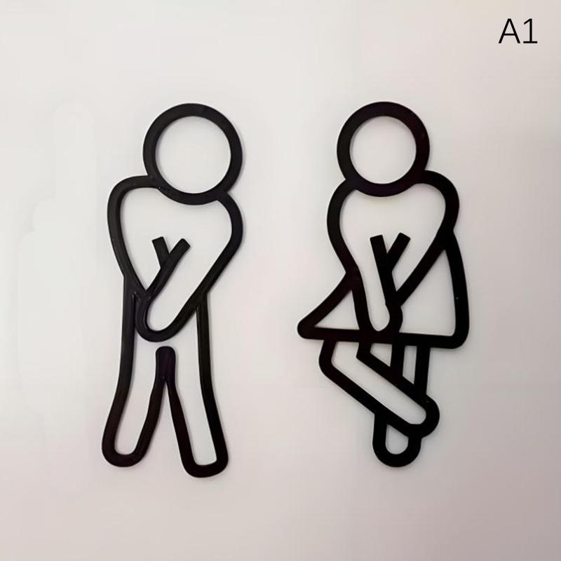 Hot  3D Printed Bathroom Door Sign Male & Female Restrooms Symbol Door Decor Restaurant Hotel Cafe Toilet Signage Wall Sticker