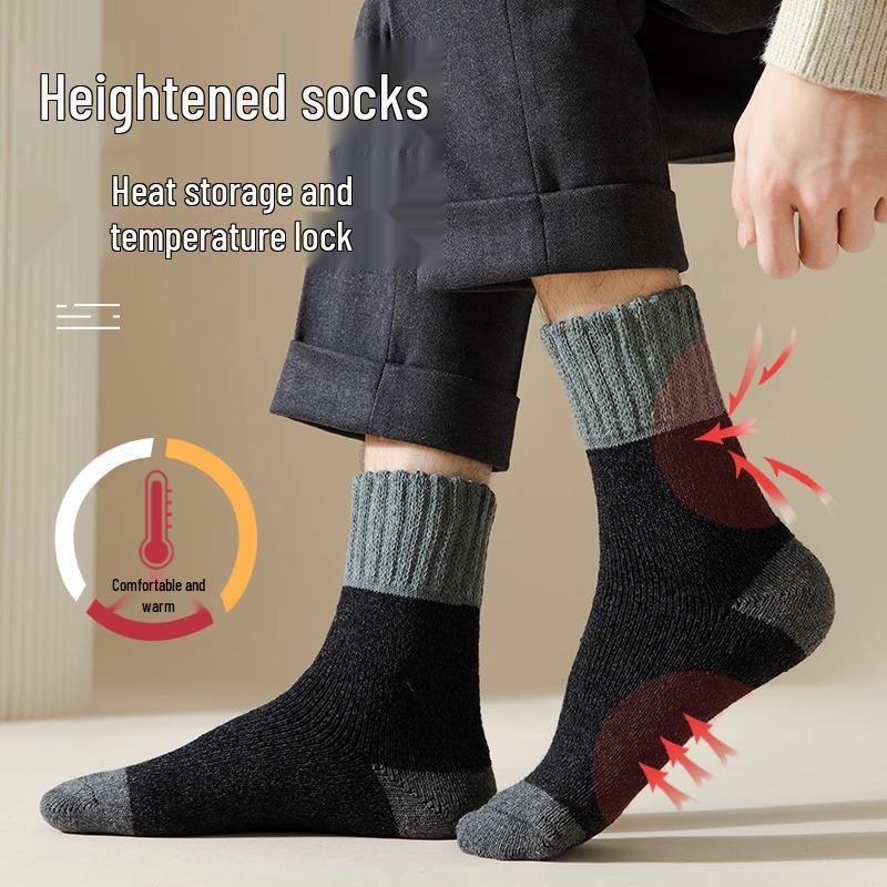 Мужские очень толстые шерстяные и кашемировые носки до середины икры - Зимние теплые, выше колена, с плюшевой подкладкой для пожилых людей