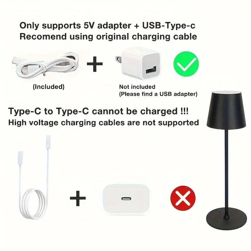 1 шт. Современная беспроводная настольная лампа, светодиодный металлический креативный светильник, перезаряжаемый сенсорный ночник, прикроватный светильник для пары, ужина/ресторана/спальни