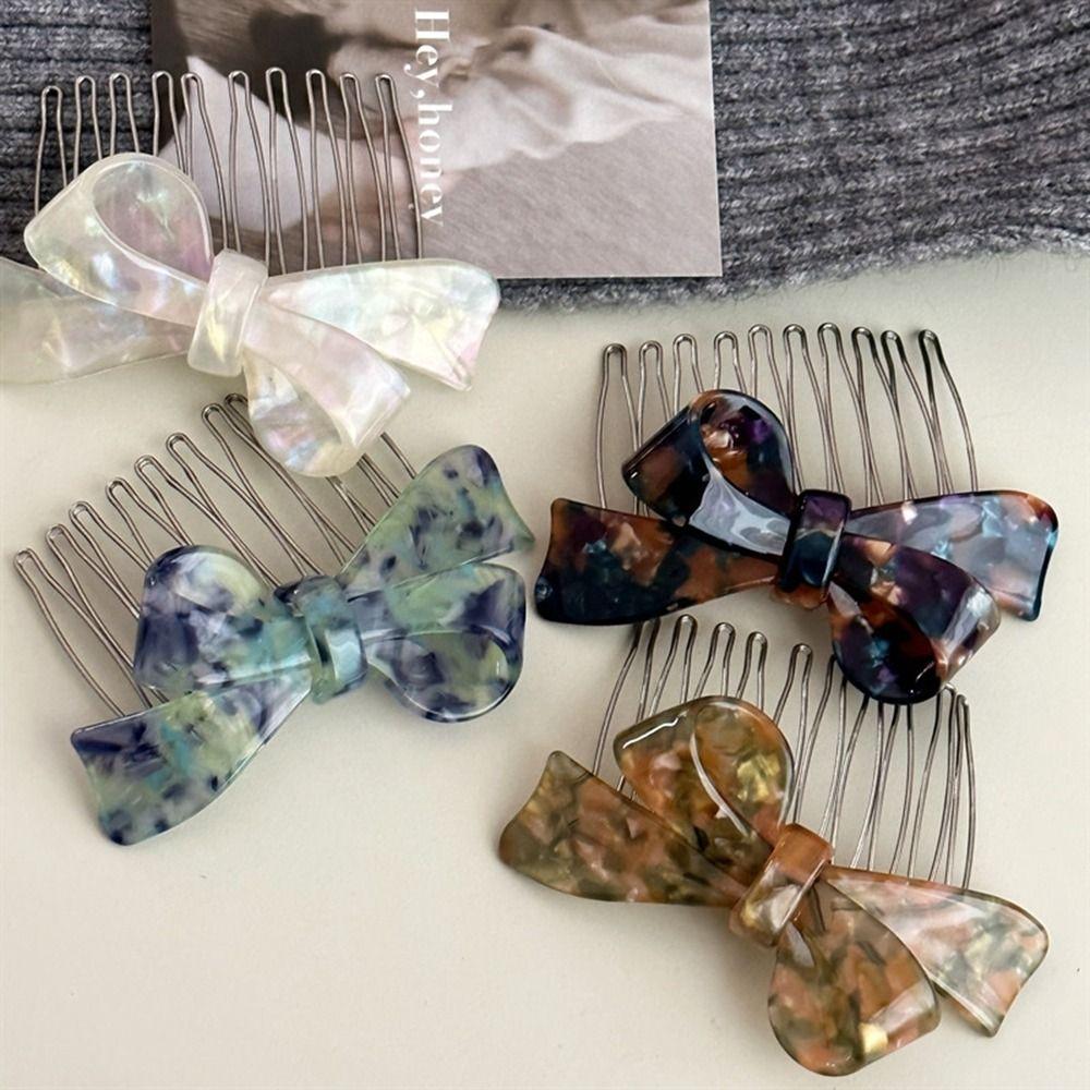 Barrettes Bowknot Hairpin Women Hair Comb Korean Barrettes Acetic Acid Hair Clips Girl Bangs Clip