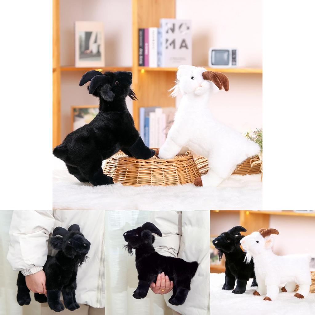 Милая мультяшная черно-белая коза, плюшевая игрушка-кукла для девочек