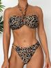 2025 Sexy Leopard Swimwear Women Tied Halter Push Up Bikini Set Lady Beach Swimsuit High Cut Hollow Bathing Suit