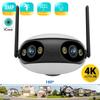 8MP 4K HD Wifi IP Camera Outdoor Dual Lens 180° View Angle Security Camera Human Detect Panoramic POE Surveillance Camera iCSee