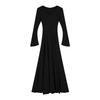 Womens V Neck Long Sleeve Dress Slim Fit Solid Color Winter Elegant Casual Party