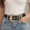 PU Leopard Print Belt Vintage Suede Waistband Gothic Carved Buckle Belt  Spicy Girl