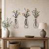 Botanical Metal Wall Decorations Layered Art with Vase Shaped