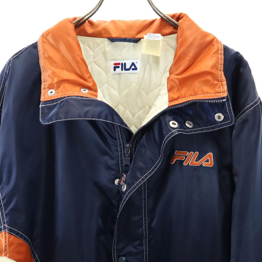 Fila Бейсбольная куртка 90-х с логотипом на спине L Темно-синяя Мужская Б/У