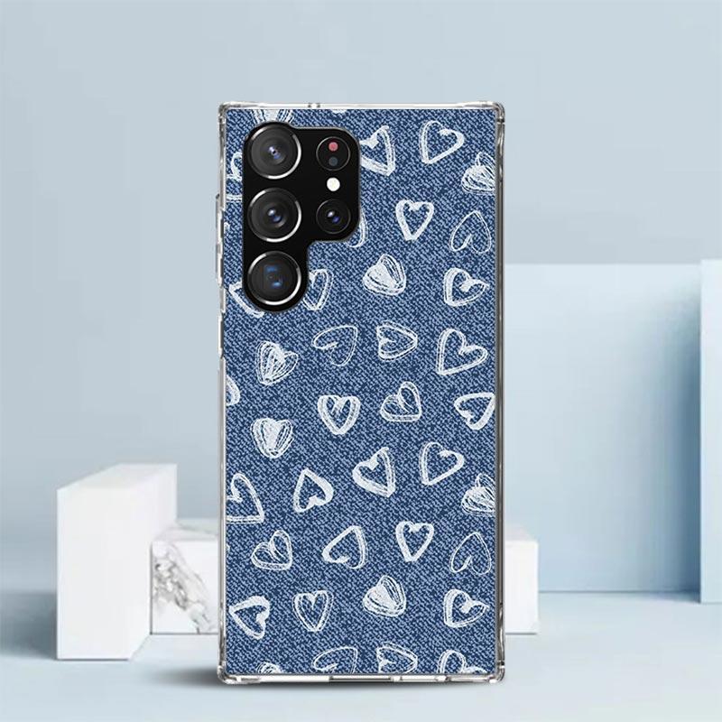 Jeans Cowboy Denim Printed Phone Case For Samsung Galaxy S24 S25 Edge S26 Ultra S22 S23 Plus S21 + S20 FE Soft TPU Back Cover Ga