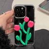 Корейский милый 3d глиняный зеркальный чехол для телефона с цветком тюльпана для Iphone 14 13 12 11 Pro Max, противоударный твердый чехол с прекрасным цветочным принтом