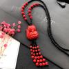 New Vintage Versatile Red Cinnabar Sweater Chain Natural Long Female Rose Necklace Pendant Accessories