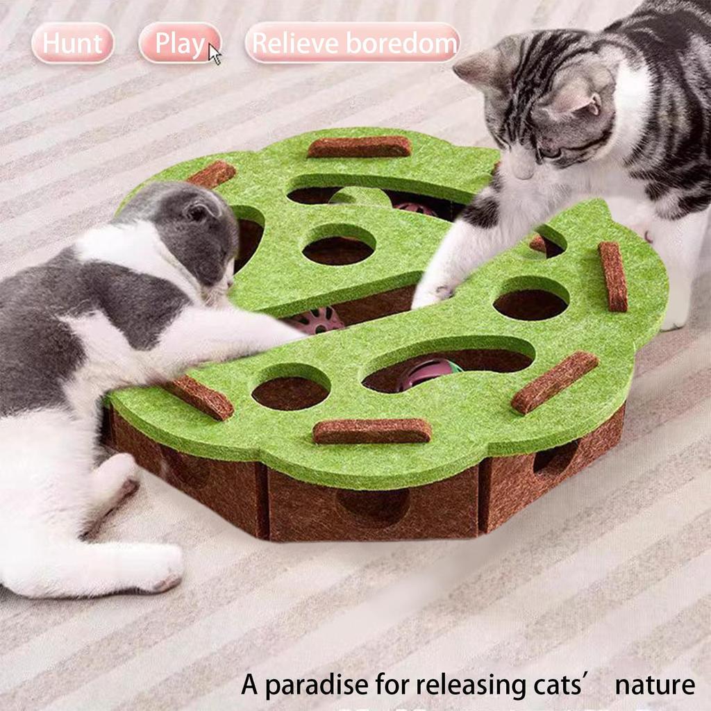 Cat Puzzle Toy Stimulating Cat Toys Puzzle Scratcher Felt Pet Supplies with Bell Kitten Accessories Maze Game for Enrichment