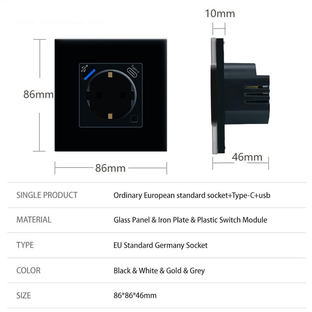 Умная настенная розетка Tuya Type-C WiFi с монитором энергопотребления, USB, EU вилка, управление через приложение, беспроводное дистанционное управление, работа с Alexa, Google Home