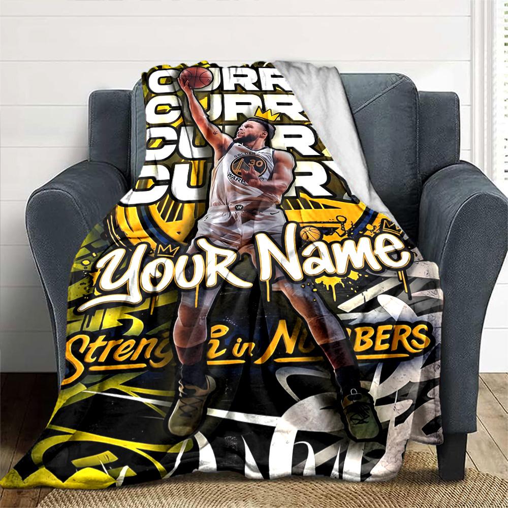 Golden State Curry Game Day Customize Your Name Blanket Lightweight Customizable Blanket Soft & Cozy for Couch Living Room Sofa Bed All-Season Use
