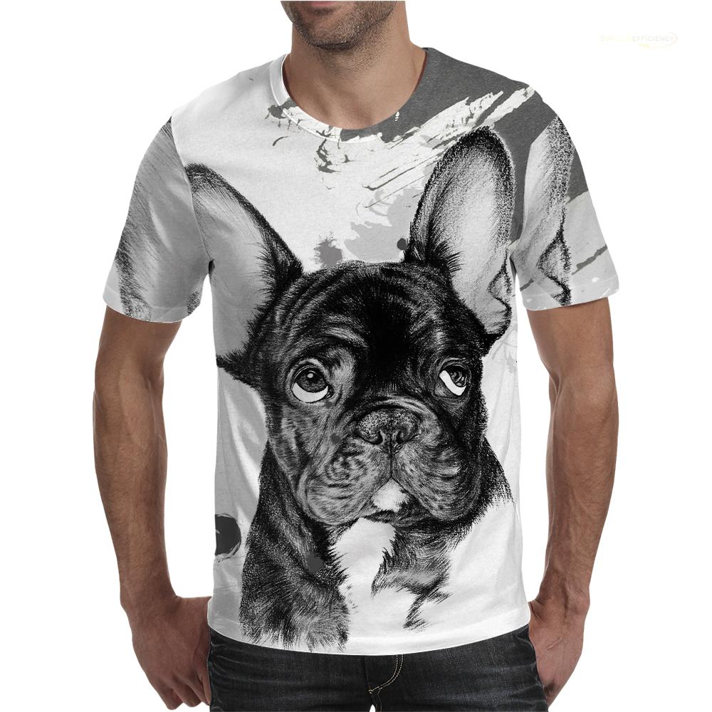 Bulldog Men's T Shirt O Neck Short Sleeve Animal Funny Graphic Streetwear Summer Male