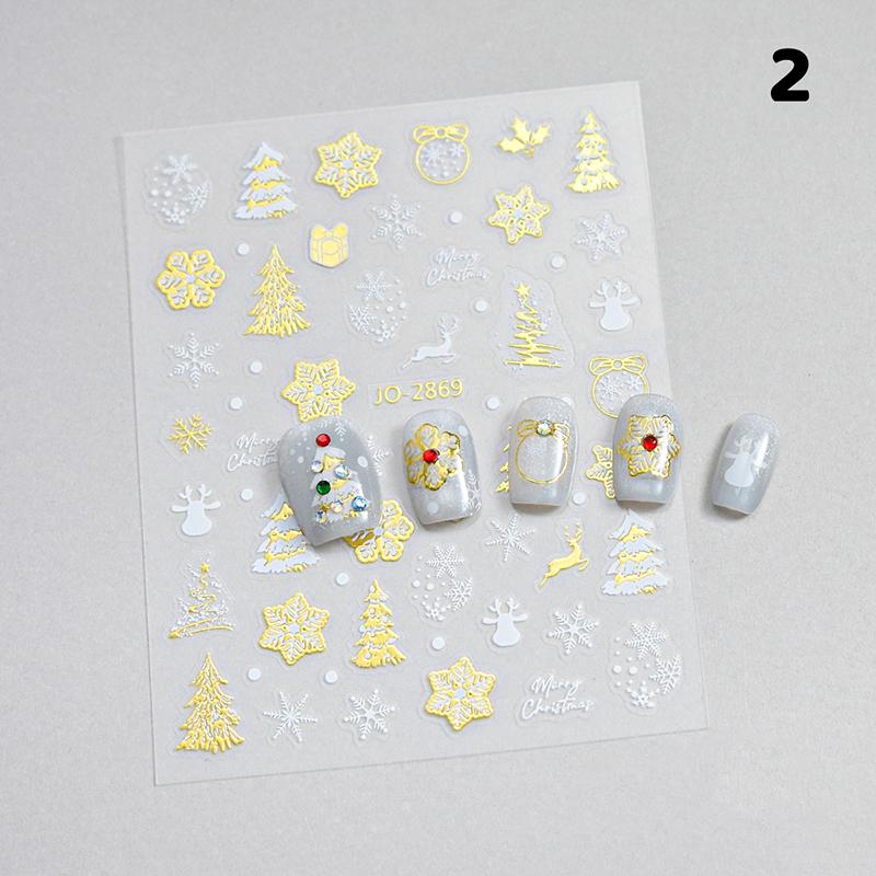 1 лист 3D красочных наклеек для ногтей в виде снежинок, самоклеящиеся блестящие наклейки со снежинками и рождественской елкой, зимние слайдеры для маникюра