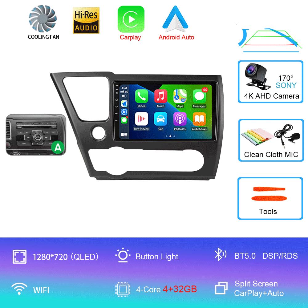 Автомагнитола Android 14 Для Honda Civic 9 9-го поколения США Седан Купе Мультимедийный плеер Видео Carplay DSP GPS Без 2din DVD Головное устройство