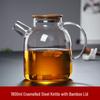 Heat-Resistant Borosilicate Glass Kettle with Bamboo Lid for Hot or Cold Water