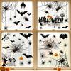 1 Sheets/19pcs Halloween Static Cling Window Stickers, Spider Bat Web Pumpkin Silhouette, Reusable Adhesive-Free Glass Decor