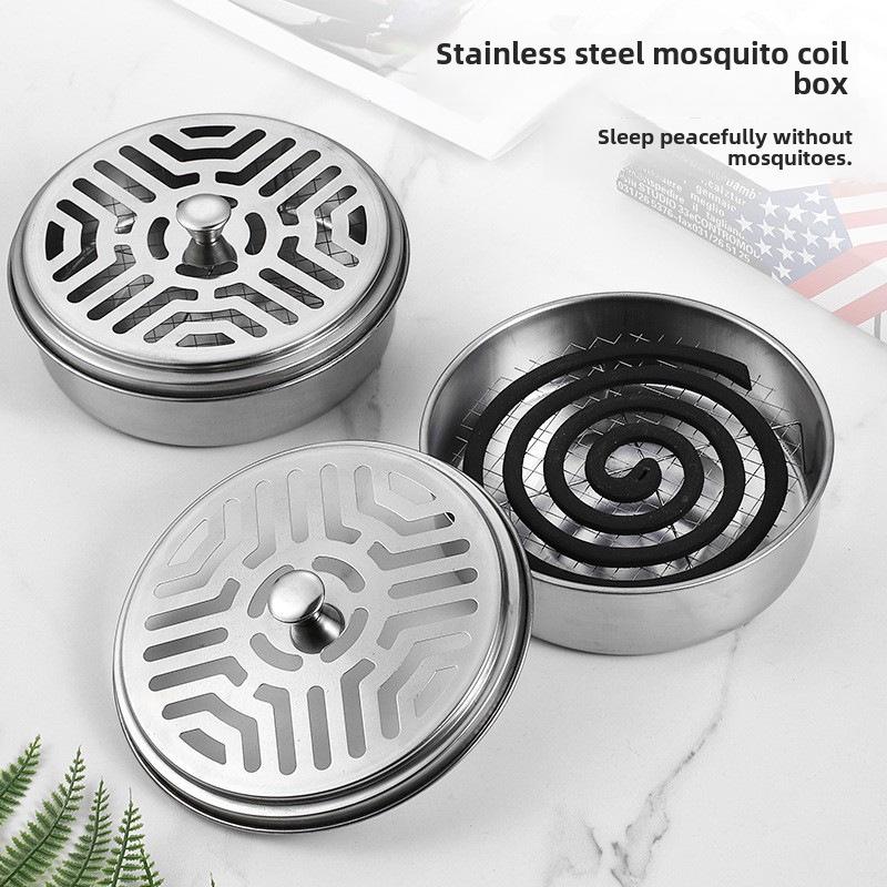 Противомоскитная спираль из нержавеющей стали с крышкой, переносная и безопасная пепельница для улицы