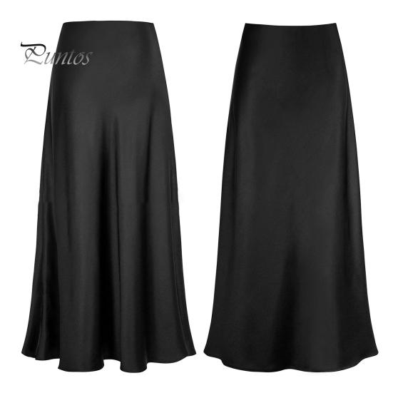 Женская элегантная атласная юбка из искусственного шелка с высокой талией, юбка-рыбий хвост, однотонная глянцевая офисная женская юбка трапец...