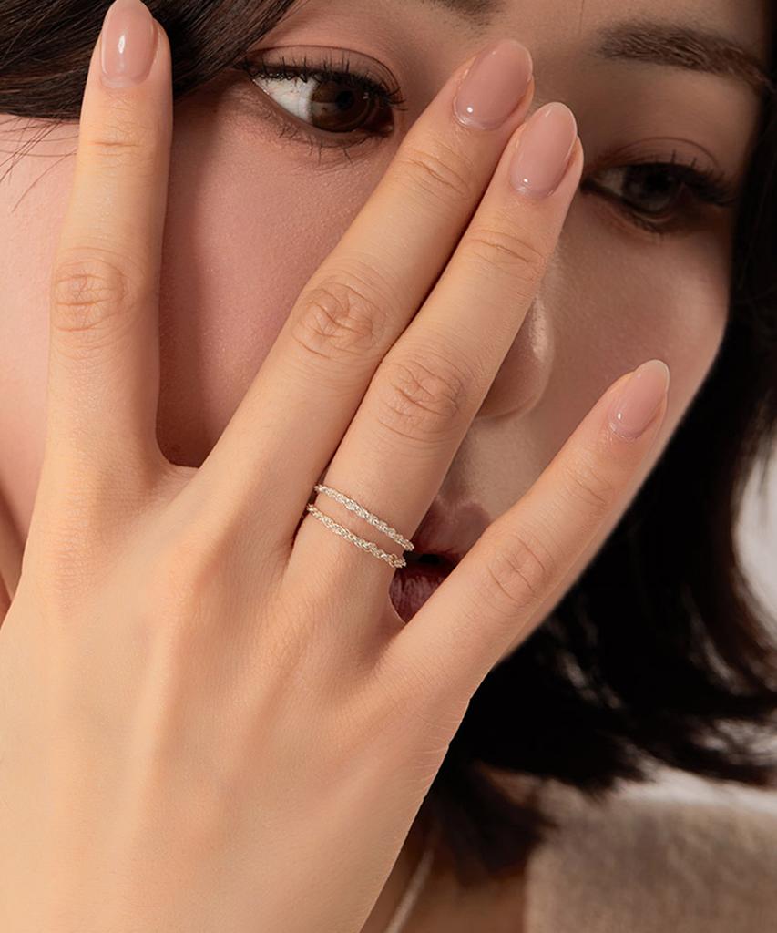 Helene Jewelry Серебряное кольцо с плетеной цепочкой-веревкой 925 пробы (Тип Б)