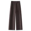 2024 Women's Khaki Wool Trousers: Autumn/Winter Thick, Loose, Wide-Leg, and Narrow Straight-Leg Casual Styles