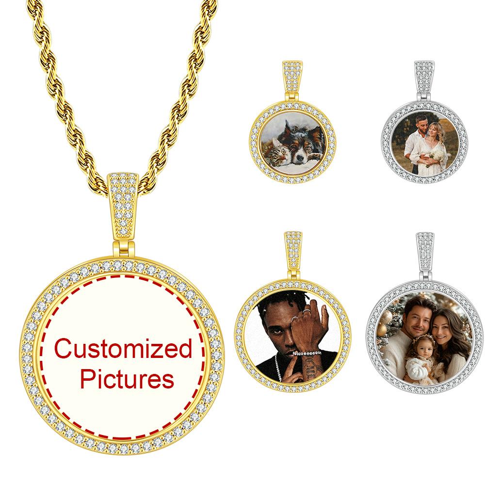 Couple Customized Photo Pendant For Men Women Ice-out Zircon Gold Color Rock Hip Hop Necklace Fashion Jewelry Dropshipping