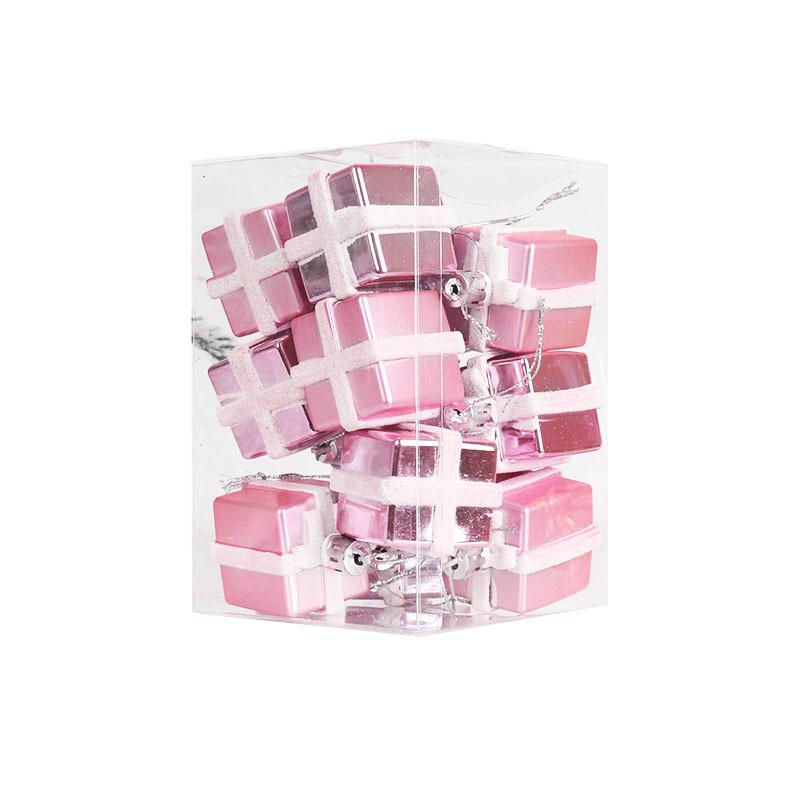 12pcs 5cm Plastic Christmas Gift Bags Hanging Pendant Painted Irregular Christmas Tree Drop Ornaments Home Christmas Party