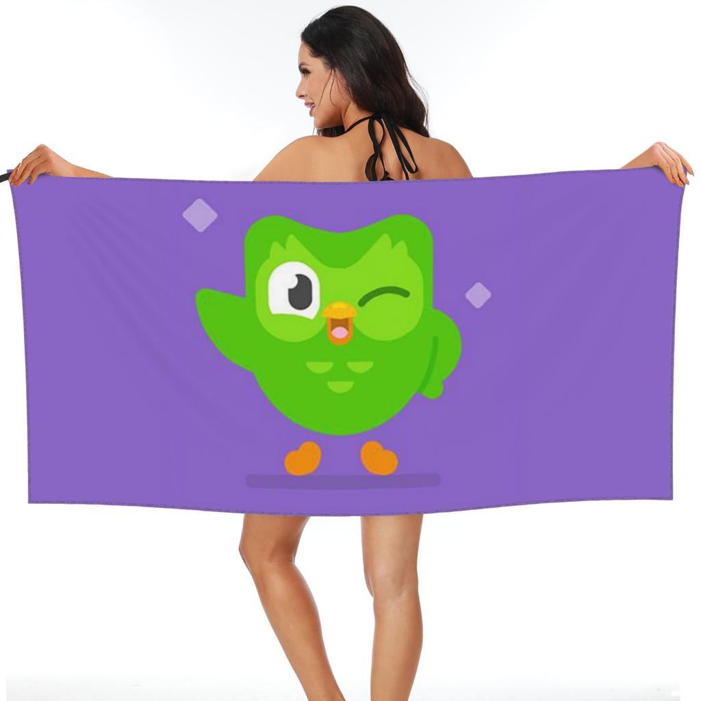 Сова Duolingo Duo Пляжное полотенце Мягкая микрофибра Быстросохнущее Впитывающее Быстрые полотенца для бассейна