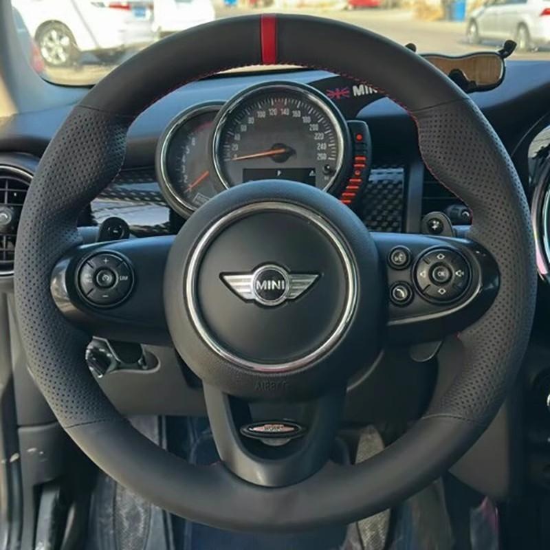 Hand-stitched Suede&leather Full Coverage Car Steering Wheel Cover for Mini Cooper S JCW F54 F55 F56 F57 F60 Countryman