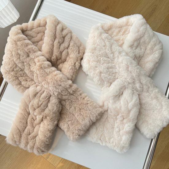 Winter Scarf Soft Imitation Rabbit Fur Solid Color Design Short Scarf Thickened Warm Plush Women Scarf Cold Weather Wear