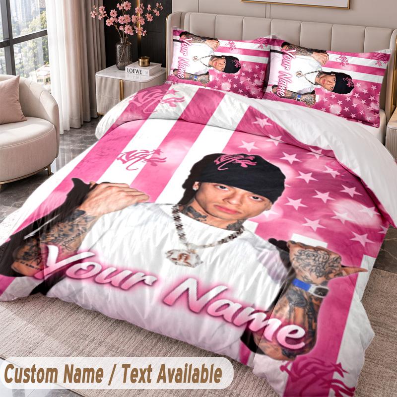 Custom Name Text 3Pcs Bedding Set Central Cee Duvet Cover And Two Pillowcases