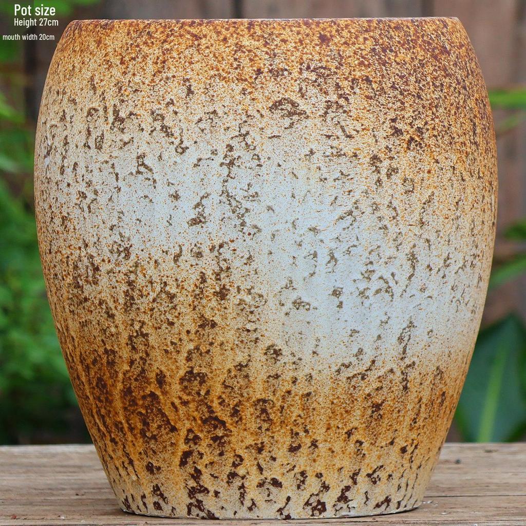 Vintage Ceramic Pot for Indoor/Outdoor Use – Large, Breathable Coarse Pottery for Green Plants, Tall Wide Mouth Design for Bougainvillea & Succulents