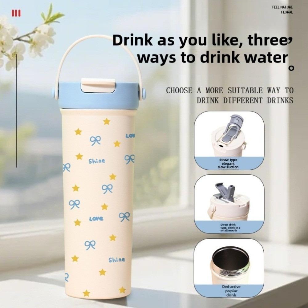 Bowknot Insulated Cup Stainless Steel Thermal Car Coffee Cup New Water Bottle  Travel