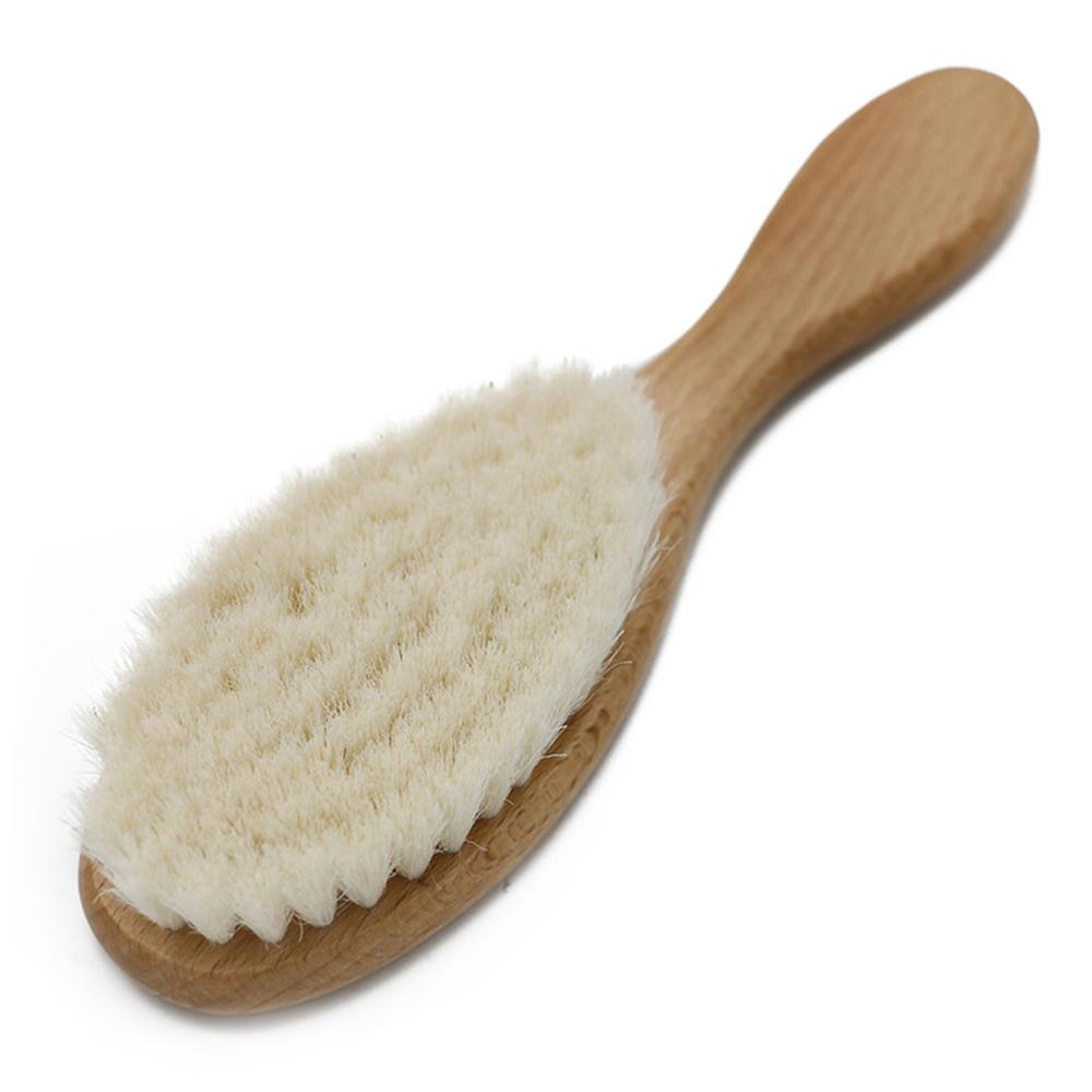 Wooden Baby Hair Brush for Newborns Infant Hair Comb Soft Wool Hair Scalp Massage Ideal for Baby Cradle Cap Care