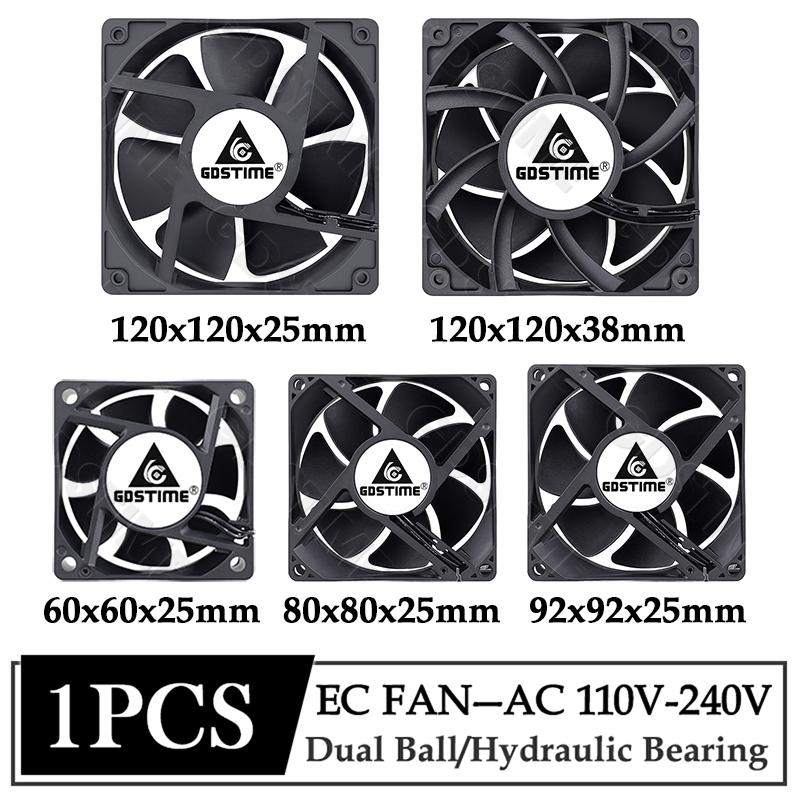1Pcs Gdstime EC Axial Fan 60mm 80mm 90mm 120mm PC Dual Ball Brushless Fan Cooler AC 110V 120V 220V 230V 240V Computer Case Fan