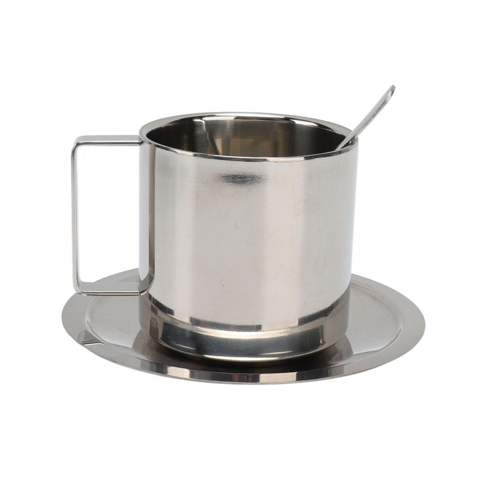 Double Walled Stainless Steel Coffee Cup 200ml Capacity Latte Cappuccino Cup Cafe
